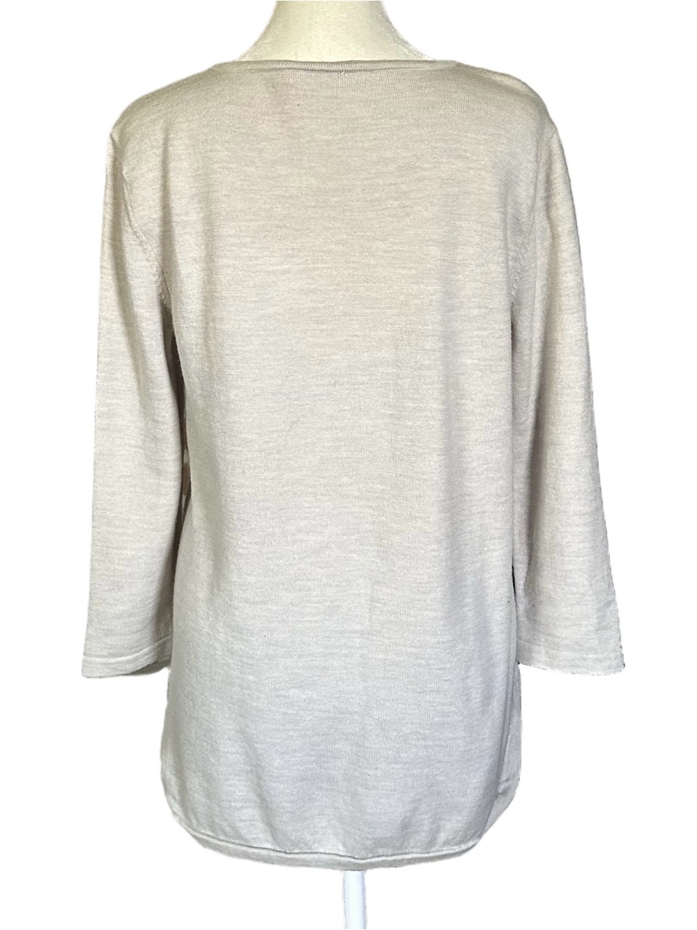 Tory Burch Merino Wool V-Neck Gold Chain Long Sleeve Tunic Sweater Sz Medium - Picture 2 of 11